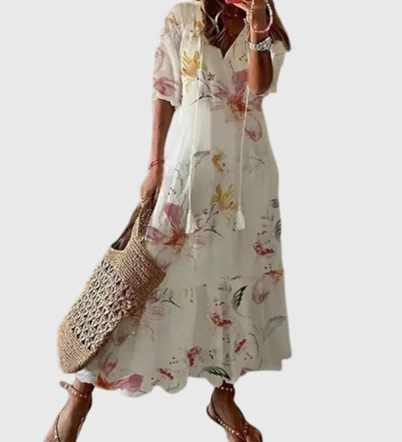 Viktória | Boho Vintage Nyári Maxi Ruha