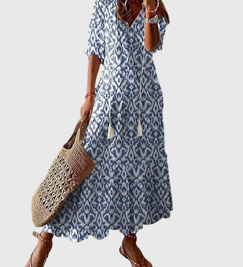 Viktória | Boho Vintage Nyári Maxi Ruha