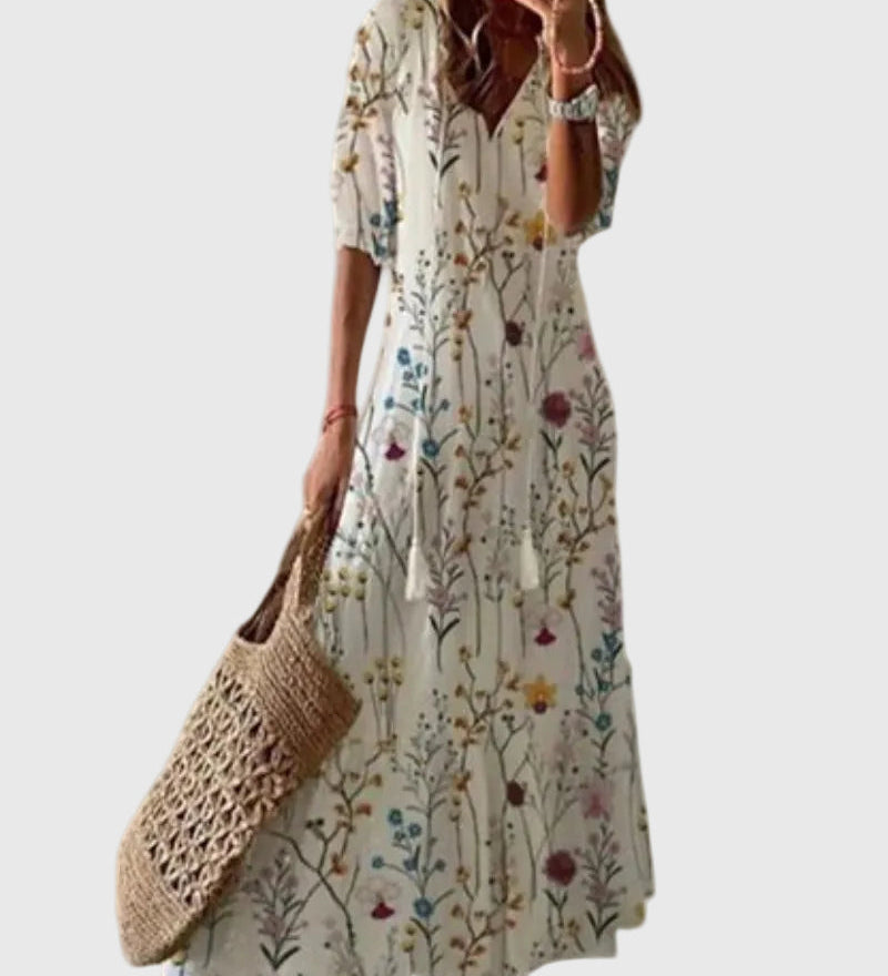 Viktória | Boho Vintage Nyári Maxi Ruha