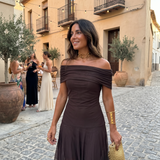 Karola | Elegáns off-shoulder maxi ruha